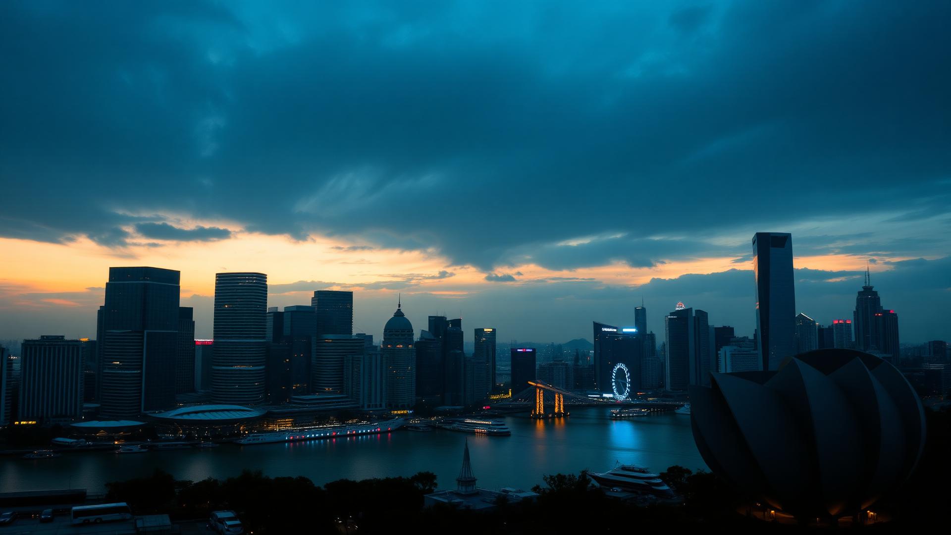 Singapore skyline at dusk
